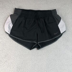 Nike Shorts Women Medium Black Running Jogging Athletic Dri Fit Lined Track Logo